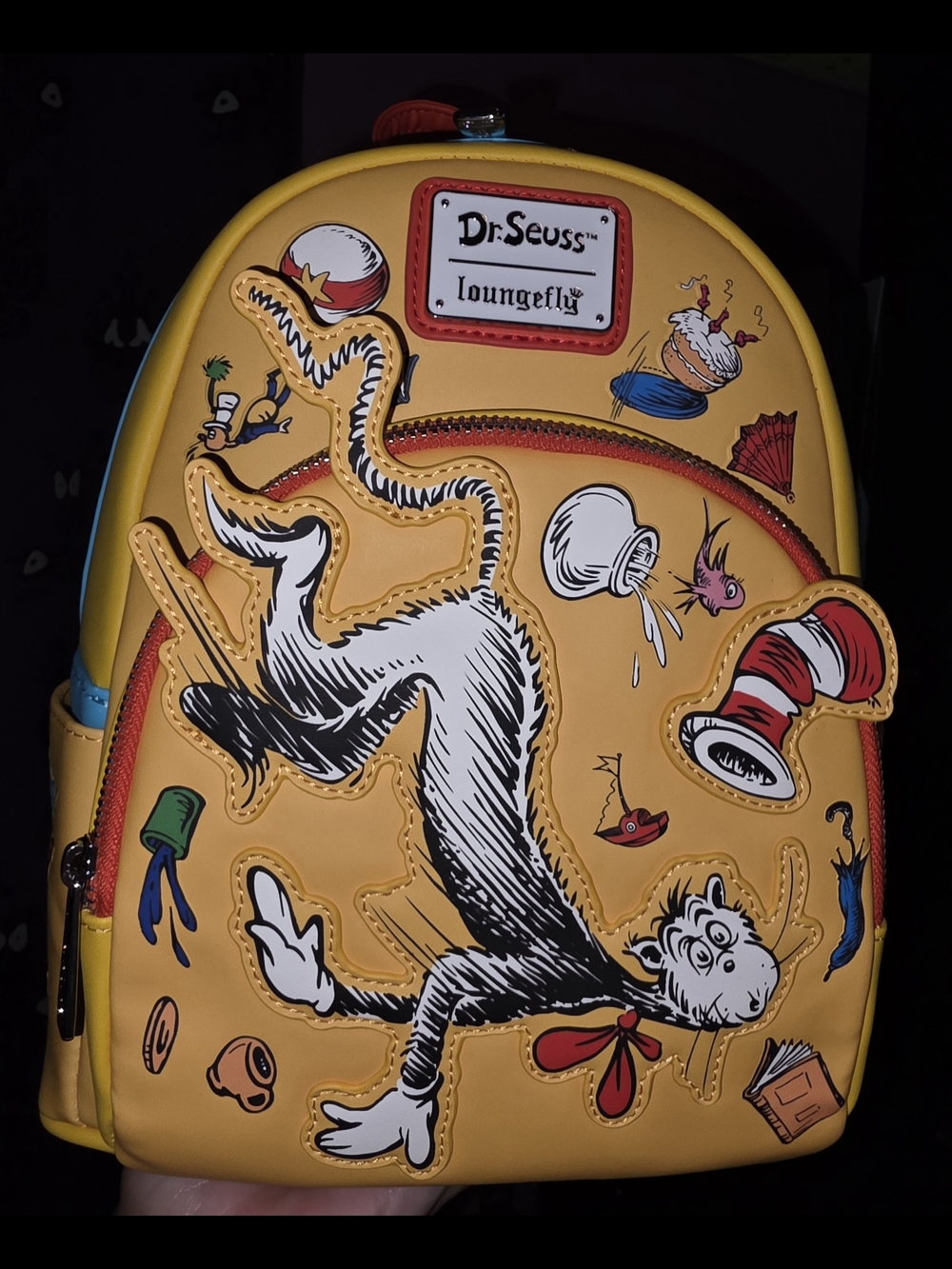 Brand New! Loungefly Dr. Seuss The Cat In The Hat Falling Icons Mini Backpack